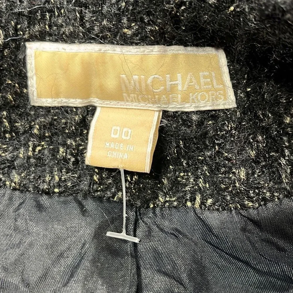 Michael Kors Black Textured‎ Knit Cropped Jacket Cardigan Women's Size 00